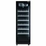 Upright display fridge with vertical LED lighting
