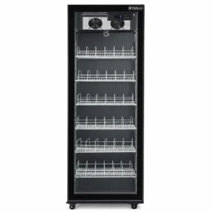 Black commercial display fridge for drinks and food