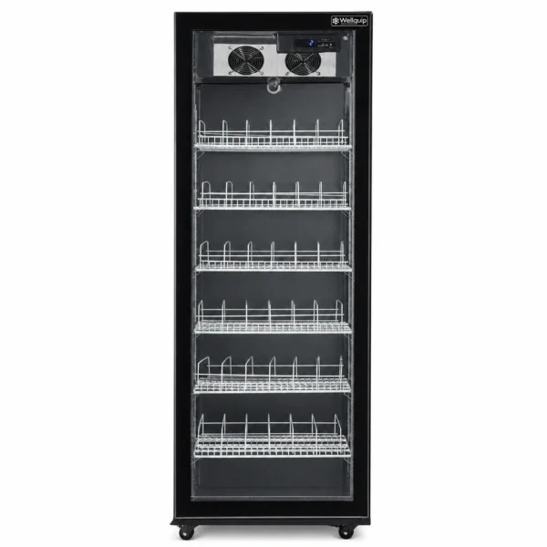 Black commercial display fridge for drinks and food