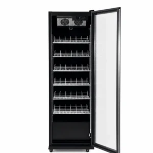 Black commercial display fridge for drinks and food