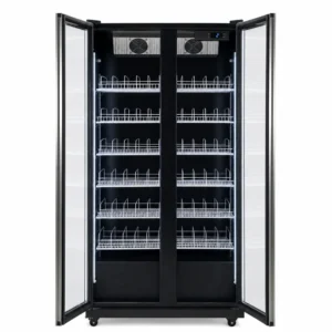 Black commercial display fridge for drinks and food