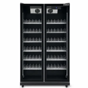 Black commercial display fridge for drinks and food