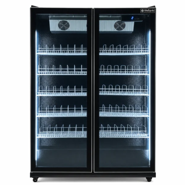 Black commercial display fridge for drinks and food