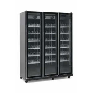 Black commercial display fridge for drinks and food