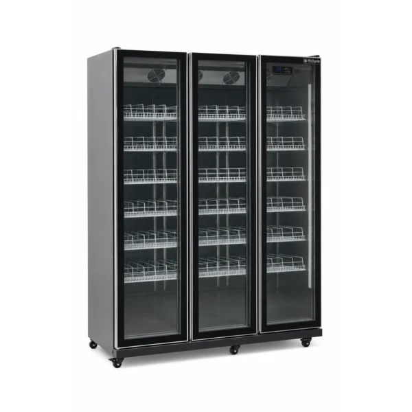 Black commercial display fridge for drinks and food