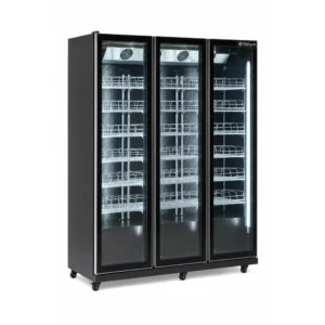 Upright display fridge with vertical LED lighting