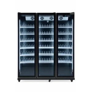 Black commercial display fridge for drinks and food