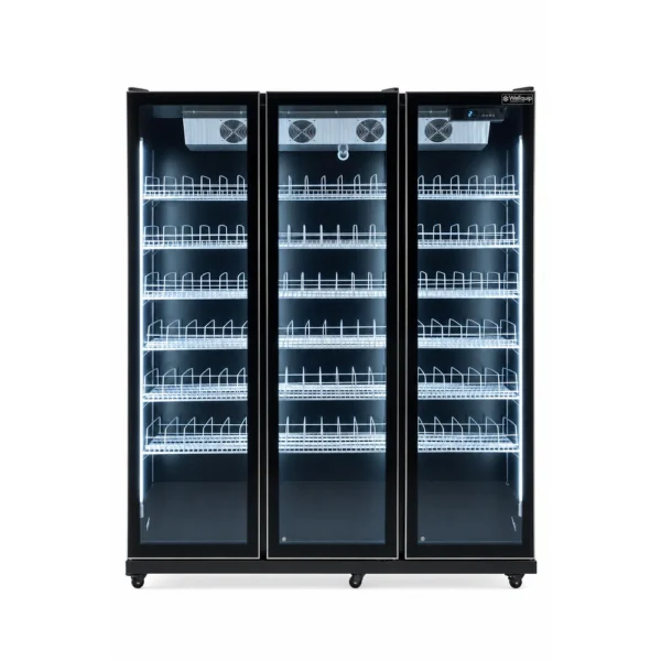 IV165_Front with doors closed Black commercial display fridge for drinks and food