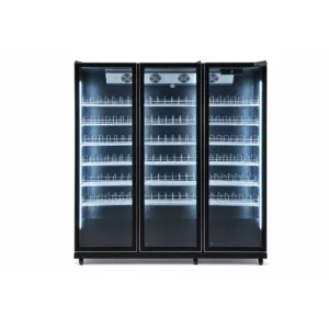 Black commercial display fridge for drinks and food
