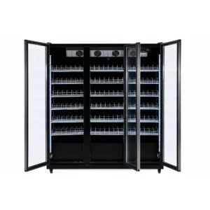 Upright display fridge with vertical LED lighting