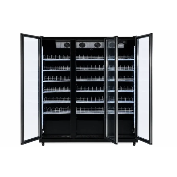 Upright display fridge with vertical LED lighting
