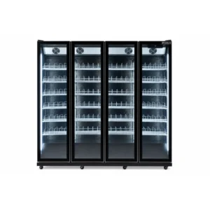 Upright display fridge with vertical LED lighting