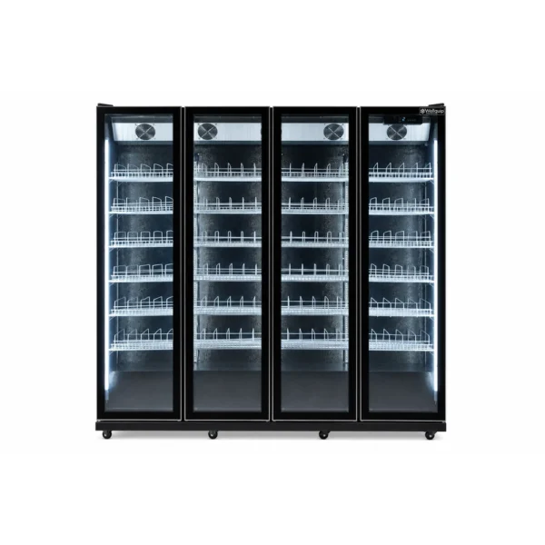 IV204_Front with doors closed Upright display fridge with vertical LED lighting