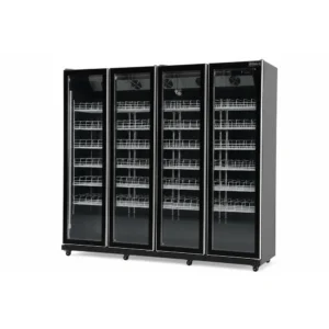Upright display fridge with vertical LED lighting