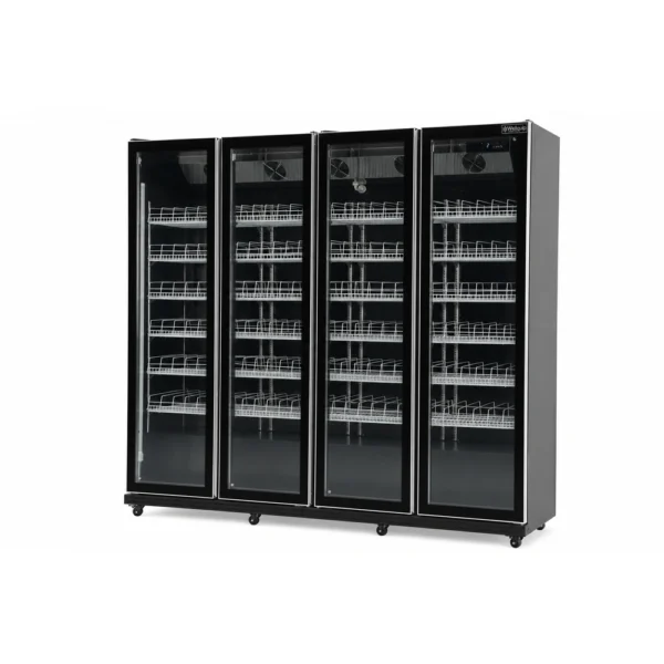 Upright display fridge with vertical LED lighting