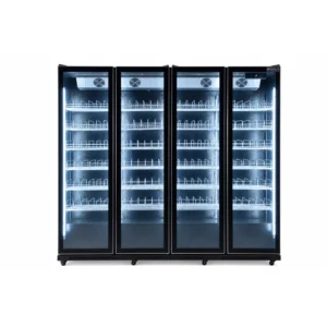 Black commercial display fridge for drinks and food