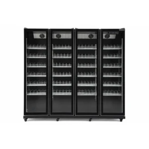 Upright display fridge with vertical LED lighting