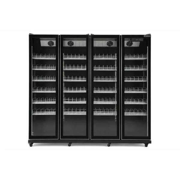 Upright display fridge with vertical LED lighting