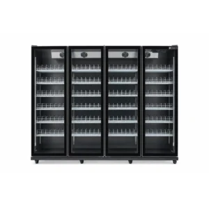 Upright display fridge with vertical LED lighting