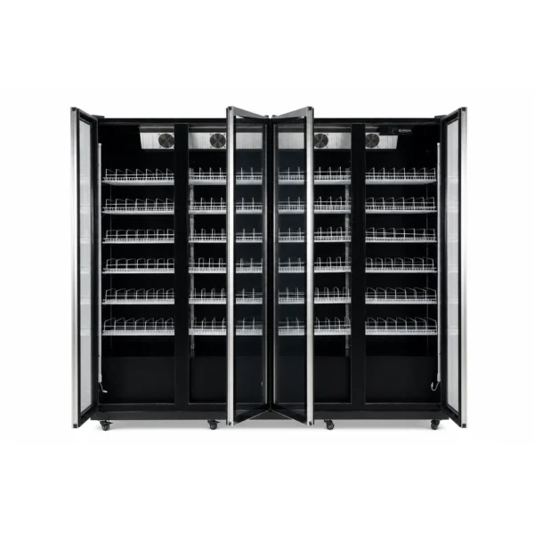 Black commercial display fridge for drinks and food
