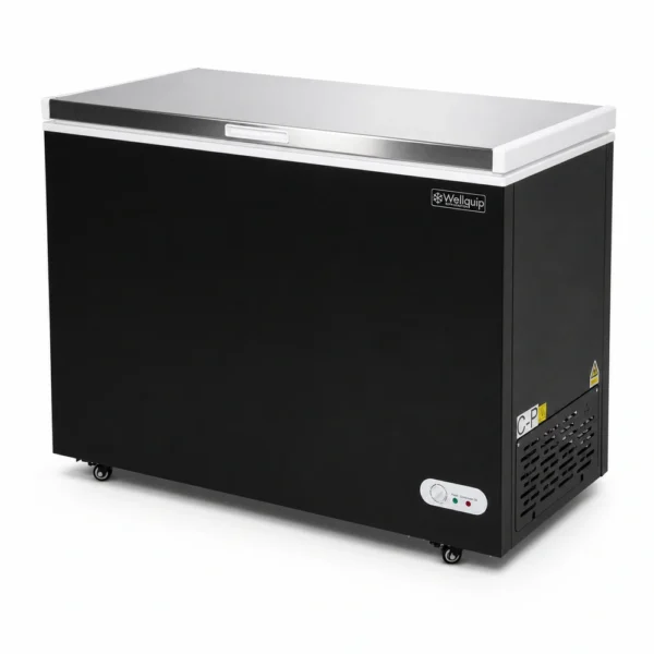 Black storage chest freezer for cafés, takeaway shops and compact kitchens
