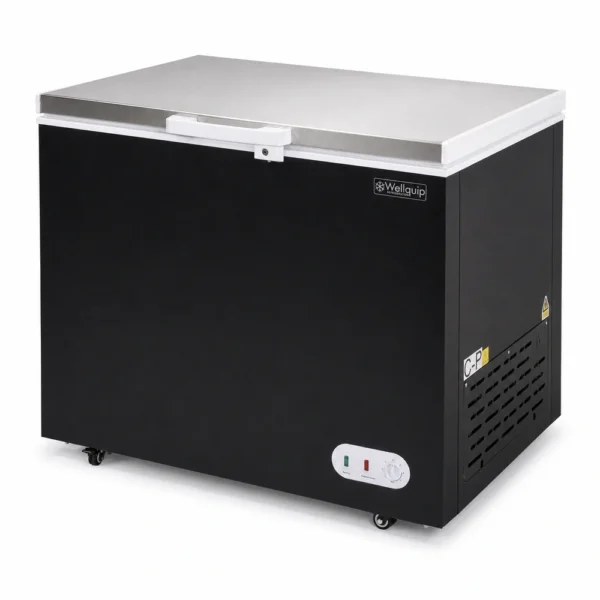 Black storage chest freezer for cafés, takeaway shops and compact kitchens