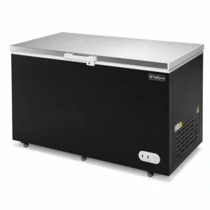 Black storage chest freezer for cafés, takeaway shops and compact kitchens