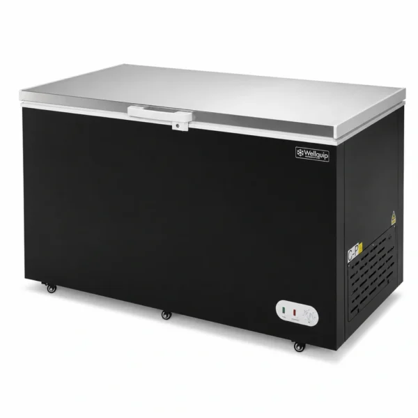 Black storage chest freezer for cafés, takeaway shops and compact kitchens