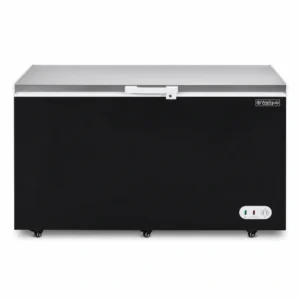 Storage freezer with stay-open stainless steel lid