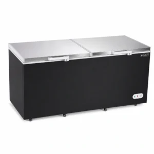 Black storage chest freezer for cafés, takeaway shops and compact kitchens