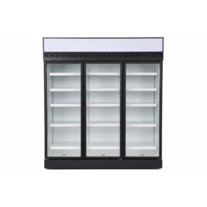 2 door commercial upright display fridge with glass doors and LED lighting