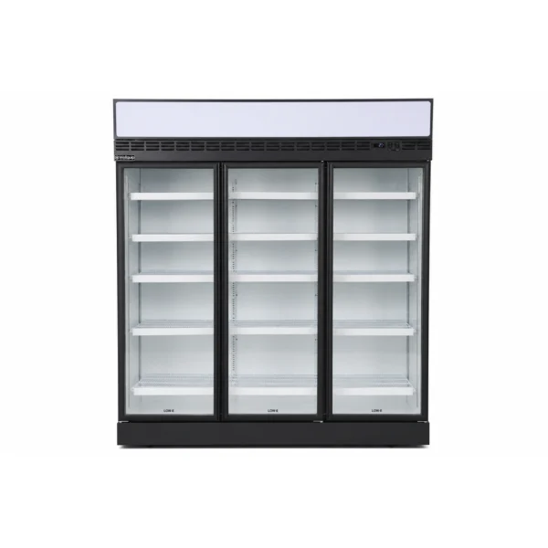 2 door commercial upright display fridge with glass doors and LED lighting