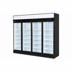 Black 4 door commercial display fridge for drinks