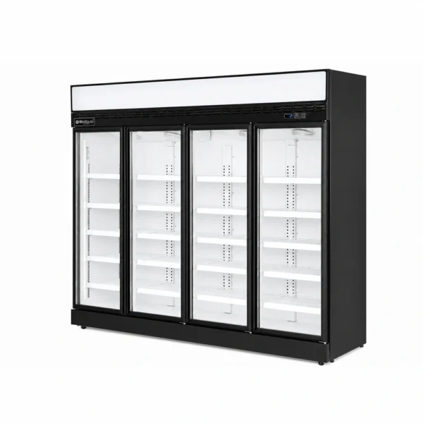 Commercial upright display fridge for chilled food merchandising