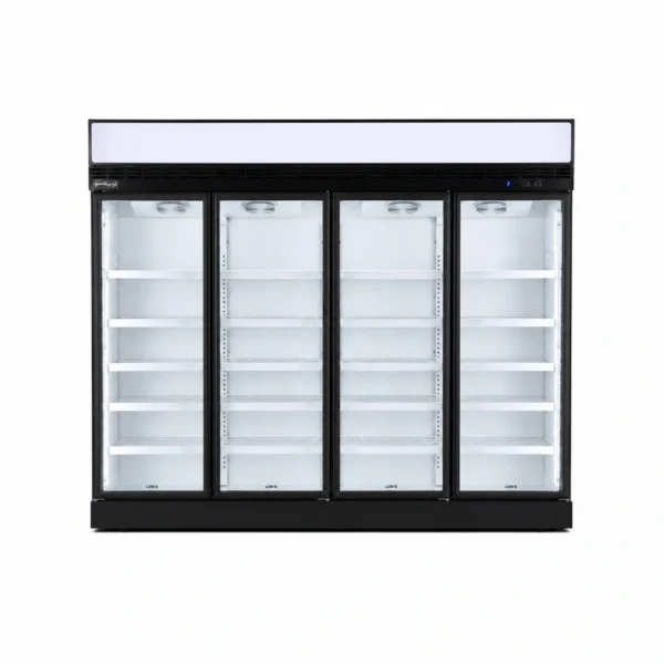 Wellquip 2100L 4 door upright display fridge front view