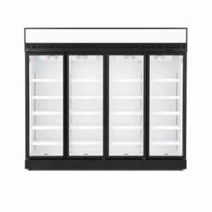 Wellquip 2100L 4 door upright display fridge front view