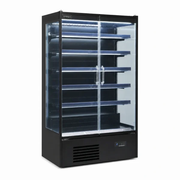 MD2X_Front-left with doors closed Commercial multideck display fridge with glass doors
