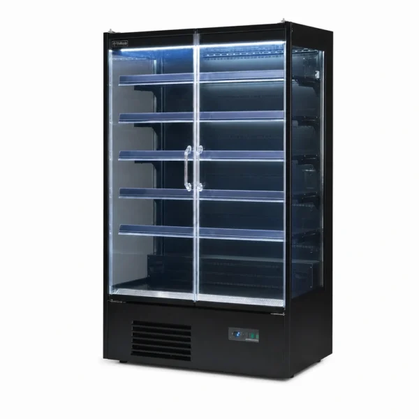 2 door commercial merchandising fridge with Low-E glass