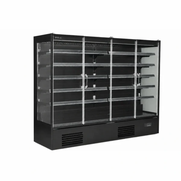 Black multideck display fridge for retail stores