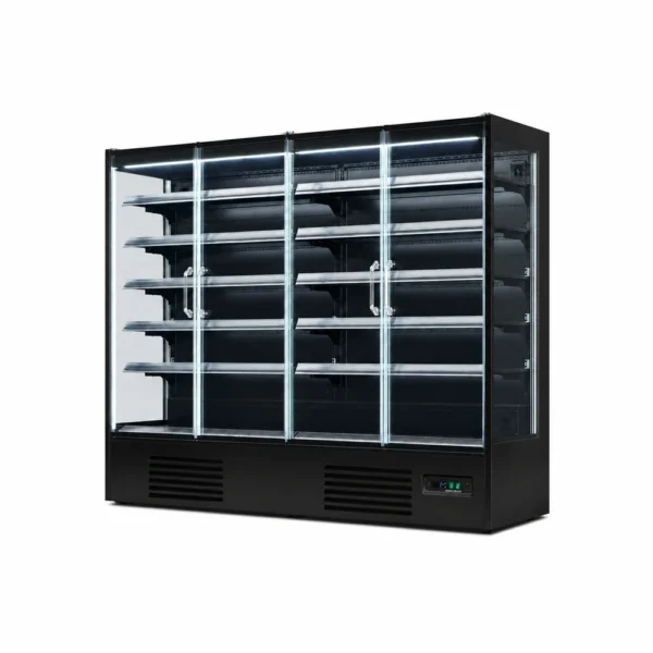 4 door commercial merchandising fridge with Low-E glass