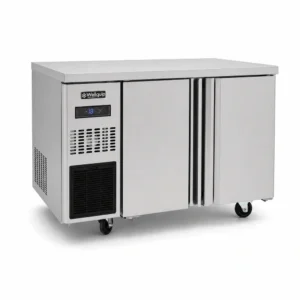 Commercial under bench freezer with stainless steel worktop