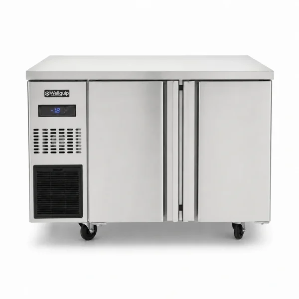 Under bench freezer with front-ventilated fan forced cooling