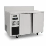Stainless steel bench freezer with splashback for prep lines