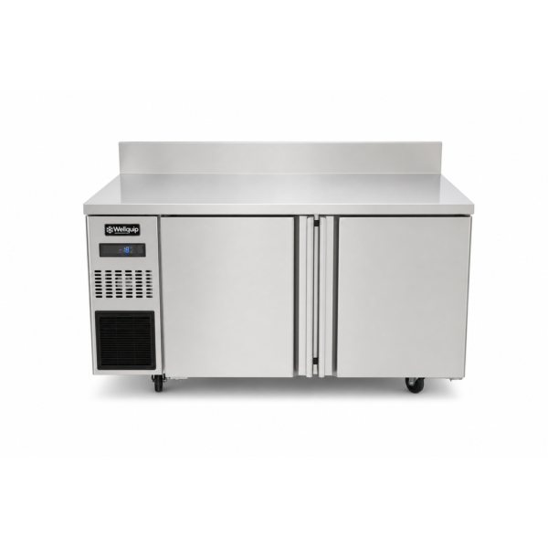 WCB1580_Front with doors closed 440L commercial kitchen freezer with splashback worktop