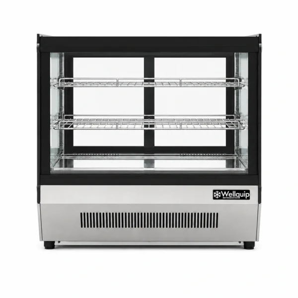 Commercial countertop dessert display fridge with panoramic glass