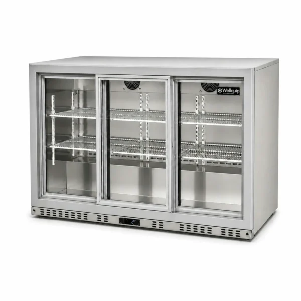 3 sliding door back bar fridge with LED lighting