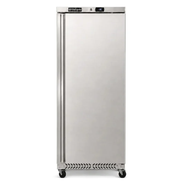 Single door upright storage freezer with fan-forced cooling
