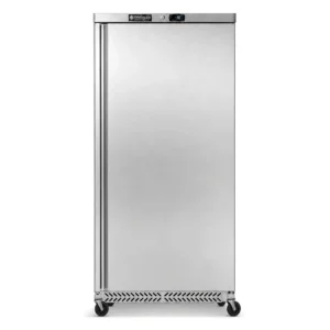 Single door upright storage freezer with fan-forced cooling