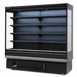 Wellquip 1900L open display fridge with misting spray