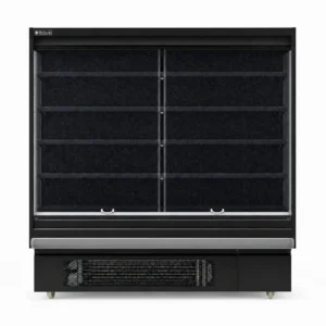Commercial open display fridge with night curtains